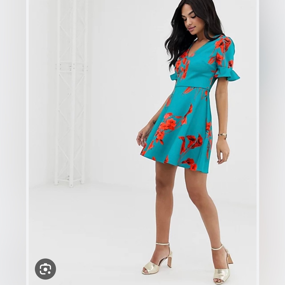 Ted Baker Chynaa Fantasia V-Neck Fit and Flare Skater Dress in TB size 2